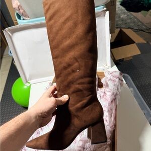 Jessica Simpson Brown Suede Over-the-Knee Block Heel Boots